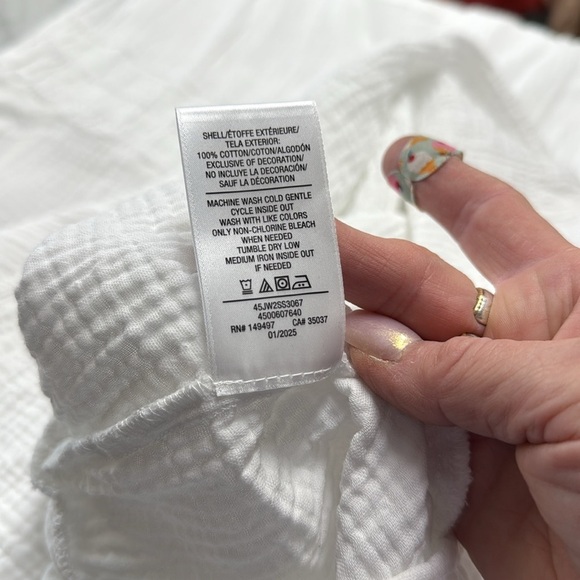 Joe's White Gauze Maxi Dress Smocked Waist Cap Sleeve Pockets Size Large - Picture 5 of 11